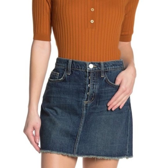 Anthropologie Frayed Hem Denim Mini Skirt 27 - Picture 1 of 9